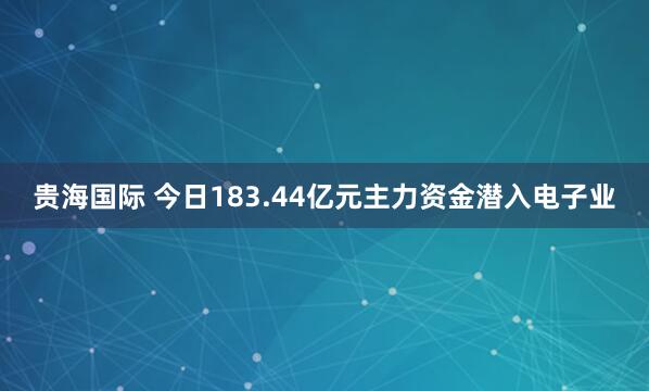 贵海国际 今日183.44亿元主力资金潜入电子业